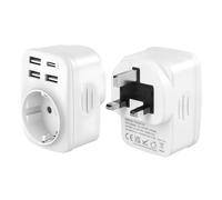 Adattatore Presa Inglese, Adattatore UK, con 2 Prese USB 2.4 A, Adattatore da Viaggio per Inghilterra,Scozia,Irlanda,Dubai,Maldive