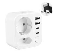 Adattatore Presa Inglese, Adattatore UK con 2 USB-A e 2 USB-C, adattatore tipo G, Adattatore Spina Irlandese, Spina Tpo G per Inghilterra/Scozia/Irlanda/Dubai/Maldive