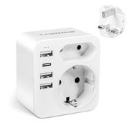Adattatore Presa Inglese, Adattatore UK con 3 USB-A e 1 USB-C, adattatore tipo G, Adattatore Spina Irlandese, Spina Tpo G per Inghilterra/Scozia/Irlanda/Dubai/Maldive