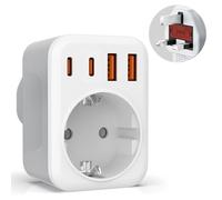 Adattatore presa Inglese da Viaggio, 5 in 1 Adattatore da Viaggio UK,con 2 USB A e 2 USB C, 3250W, Adattatore Tipo G per Inghilterra, Irlanda, Gambia,Scozia, Singapore