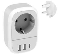 Adattatore Presa Inglese Spina Italiana- Adattatore UK con 2 USB e 1 USB C Adattatori Prese Inglesi per Gran Bretagna Qatar irlandese Gambia Maldive Dubai (Tipo G), Yioihnm
