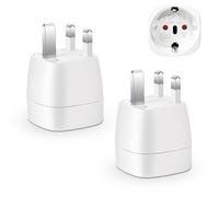 Adattatore Presa Inglese - Vutizal 2 pezzi Adattatore Universale da Viaggio - 3250W Adattatore UK per Gran Bretagna, Qatar, Irlanda, Gambia (Tipo G Bianco)