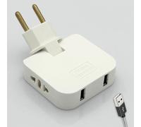 Adattatore Presa Piatta Salvaspazio da Muro con 2 Uscite Schuko e 2 Porte USB - Tripla Presa Compatta 4000W per Casa Ufficio e Viaggi - Colore Bianco | 3-Stars