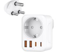 Adattatore Presa Sudafrica, 5 in 1 Adattatore da Viaggio per il Sudafrica con 1 AC & 2 USB-A e 2 USB-C, per Sud Africa, Mozambico, Bhutan, Adattatore da Viaggio Tipo M
