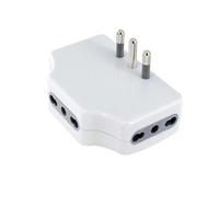 Adattatore Presa Tripla Salvaspazio Piccola Multipla Spaziozero, Una Spina grande 16A 2p+T, Tre Prese bipasso 10/16A 2p+T, Bianco, Ideale Per Spazi Stretti Distanza Presa-muro 20mm