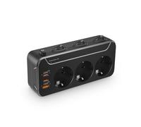 Adattatore Presa Tripla Salvaspazio,Presa Multipla con Interruttore Indipendenti,Multipresa da Parete con USB C e Caricabatterie PD20W,Prese Elettriche da Muro,Ciabatta Elettrica 3 Schuko,Nero