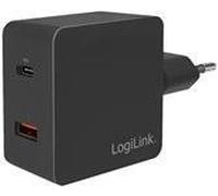 Adattatore presa USBC PD, USB LogiL 1x USBC PD, USBA QC, 18W, nero
