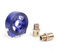 Adattatore pressione olio 1/8 NPT filettatura piastra sandwich per indicatore della temperatura dell'olio con doppie porte sensore e costruzione in lega di alluminio per monitoraggio motore (blu)