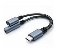 Adattatore Qoltec 2 in 1 USB-C | USB-C | Jack 3,5 mm | PD 15 W | 10 cm | Allumin