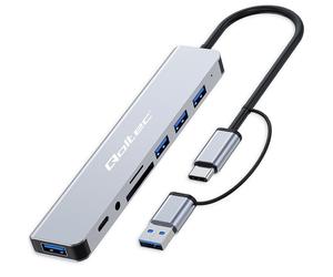 Adattatore Qoltec Hub 8 in 1 USB-C/USB | USB-C | 4xUSB | Scheda SD/TF | JACK 3,5
