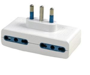Adattatore Quadruplo Piatto con 4 Prese 16A Bipasso + Spina 16A Bianco Maurer