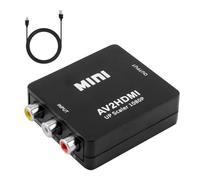 Adattatore RCA a HDMI, convertitore da AV a HDMI con supporto 1080P, RCA Composite CVBS con cavo di ricarica USB, compatibile con Wii, PS2, PS3, Xbox, N64, GameCube, VHS, VCR, DVD, TV, STB, fotocamera