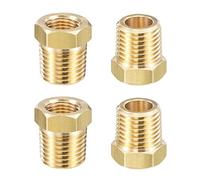 Adattatore Riduttore per Raccordi per Tubi in Ottone Sourcing Map 1/4" Bspt Maschio X 1/8" Npt Femmina per Sensore di Temperatura per Manometro per Acqua, Olio E Aria, 4 Pezzi