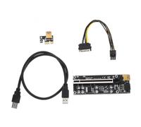 Adattatore Riser Pci-e 1x a 16x per Mining LED | Pcb e Filo in Rame Naturale, Alimentazione Indipendente 6pin+4pin, Cavo USB e Morsetto
