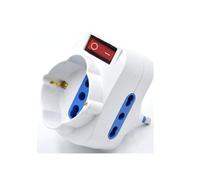 Adattatore Rotante con Interruttore Luminoso 2 prese Italiane 10/16A e 1 presa Schuko 10/16A - Max 1500W