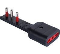Adattatore Salvaspazio Extra Flat Spina e Presa Italiana 16A 2P+T Angolata Nero