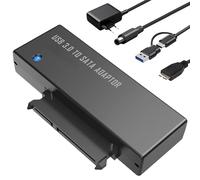 Adattatore Sata USB, adattatore 2 in 1 da USB C/USB 3.0 a SATA per dischi rigidi da 2,5/3,5 pollici SATA I/II/III HDD/SSD fino a 18 TB con alimentatore 12V 2A