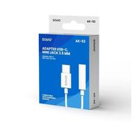 Adattatore SAVIO AK-52 da USB-C a Mini Jack da 3,5 mm DAC, bianco, maschio-femmina