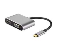 Adattatore Schermo Multiplo USB C - Convertitore Video DVI VGA Maschio A Femmina, Hub Portatile | Connettore D Monitor HDTV per Computer Portatile, Ufficio, Presentazioni, Stazioni Tra