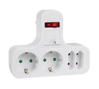 Adattatore Schuko a quattro prese con interruttore On/Off per uso pratico