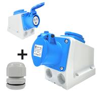 Adattatore Schuko CEE Sdoppiatore Presa Caravan Attacco 16A 230V IP44 3 Poli ...