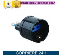 Adattatore Schuko Spina 10A Nero Universale Compatibile EU