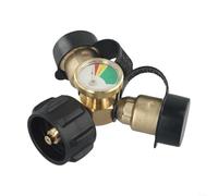 Adattatore sdoppiatore a Y per serbatoio propano con manometro per GPL, raccordo in ottone a 2 vie, per serbatoio da 9,1 kg, con griglia da campeggio e bruciatore a gas