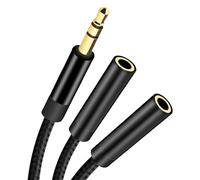 Adattatore sdoppiatore AUX da 3,5 mm, cavo di prolunga in nylon intrecciato maschio a 2 x femmina, splitter per cuffie, per iPhone, iPod, iPad, Samsung, lettori MP3, PS4, Switch, tablet, PC, laptop