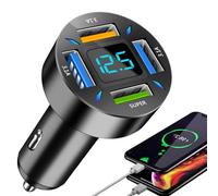 Adattatore - Smart 66W - 4 porte USB C PD Quick Charge Adapter, di monitoraggio digitale della tensione | Porte di ricarica rapida con monitoraggio dello stato della batteria per veicoli