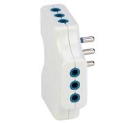 POLY POOL | PP2346X Adattatore Presa Tripla Salvaspazio Piccola Multipla Spaziozero, Una Spina 10A 2p+T, Tre Prese 10A 2p+T, Bianco, Ideale Per Spazi Stretti Distanza Presa-muro 20mm