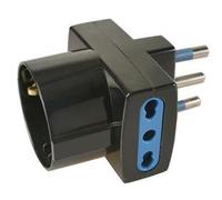 ADATTATORE SPINA 9012N SPINA 16A +3 PRESE BIPASSO 10 / 16 A / SCHUKO COLORE NERO
