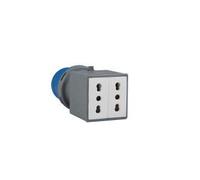 Adattatore spina blu 2 prese bipasso - Adattatore da spina 2P+T 16A 230V. CEE industriale a 2 prese bipasso 2P+T 10/16A 230V