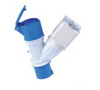 ADATTATORE SPINA CEE 16A 2P+T 230V + 1 PRESA CEE + 1 UNEL -ECO20562 ECOVA