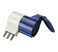 Adattatore spina civile 16 A 2P+T e 1 presa industriale 16 A IP20 blu Blu
