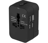 Adattatore Spina Da Viaggio Universale Spina Adattatore Internazionale con Due Porte USB per Giappone Cina Canada USA EU UK AU Circa 150 Paesi per Natale (Nero)