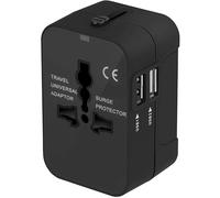 Adattatore Spina Da Viaggio Universale Spina Adattatore Internazionale con Due Porte USB per Giappone Cina Canada USA EU UK AU Circa 15 Paesi per Natale (Nero)