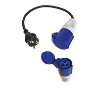 Perel Cavo adattatore, H07RN-F 3G1.5, 0,4 m, 16 A/230 V, 3680 W, tipo E/F secondo CEE, per uso interno ed esterno, gomma, blu