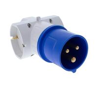 Adattatore 2P+T 16A 250V CEE Spina Industriale + 3 Prese Schuko/Bipasso/EU, Prodotto Versatile, Bianco
