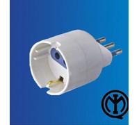 ADATTATORE SPINA PRESA ELETTRICA 10A 1 PRESA 2P + T/SCHUKO 10A BIANCO RIDUTTORE