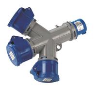 Adattatore Moltiplicatore Industriale, 3 Uscite Rosi 2P+E -16A, IP44, 220/250V