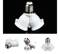 Adattatore splitter da E27 a 2 prese E27, da una testa a due teste per portalampada, doppia base estensore per plafoniera, materiale PC, bianco
