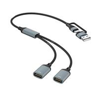 Adattatore splitter da USB C a doppio hub USB A, adatto per migliorare la funzionalità del dispositivo telefonico del computer portatile, tablet, telefono