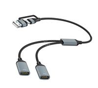 Adattatore splitter da USB C a doppio hub USB A, adatto per migliorare la funzionalità del dispositivo telefonico del computer portatile, tablet, telefono