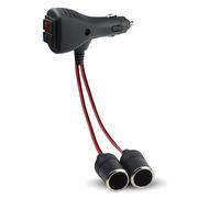 Adattatore splitter per accendisigari da 12 V, 1 presa a 2 prese accendisigari con due interruttori indipendenti per camion, auto, moto