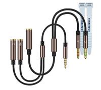 Adattatore splitter per cuffie, sdoppiatore jack da 3,5 mm, separato, per cuffie e microfono, cavo adattatore audio da 3,5 mm per cuffie da gioco PS4, PC, Xbox One, laptop (1 set, 35 cm, 2 pezzi)