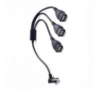 Adattatore splitter USB a Y con connettore angolato che consente alimentazione e dati simultanei a tre dispositivi USB cavo di ricarica