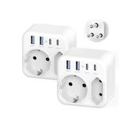 Adattatore Sud Africa Francia 2 pezzi, adattatore con 2 porte USB C e 2 porte USB A, adattatore da viaggio 6 in 1, adattatore di alimentazione di tipo M per il Sud Africa