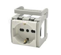 Adattatore supporto frutti per guida din con presa shuko 3 moduli in quadri elettrici