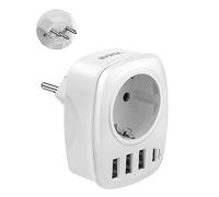Adattatore Svizzera Germania, VINTAR 5 in 1 Adattatore da viaggio Svizzera, con 3 porte USB e 1 porta USB-C, Spina da viaggio Svizzera, Adattatore da viaggio per Svizzera, Maldive Tipo J