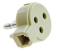 Adattatore Telefonico Tripolare Mini con Presa RJ11 6P2C, Spina Telefonica per Telefono Fisso Vecchio e Moderno, Convertitore Presa a Muro Tripolare a Plug RJ11, Colore Avorio, Contatti Placcati Oro